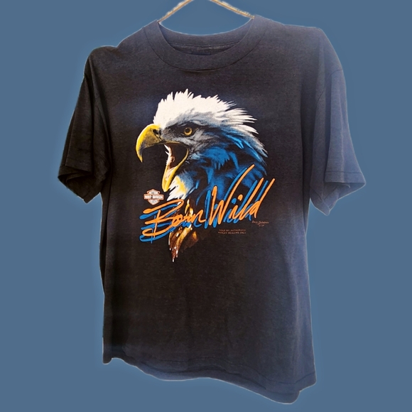 1984 3D Emblem Harley Davidson Tee. Born Wild. Artist Dave Gardner. Sz. XL - Picture 2 of 6